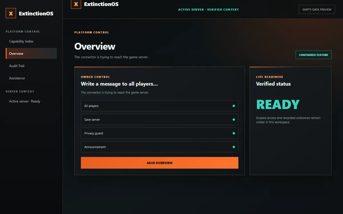 ExtinctionOS server management overview for The Isle Evrima